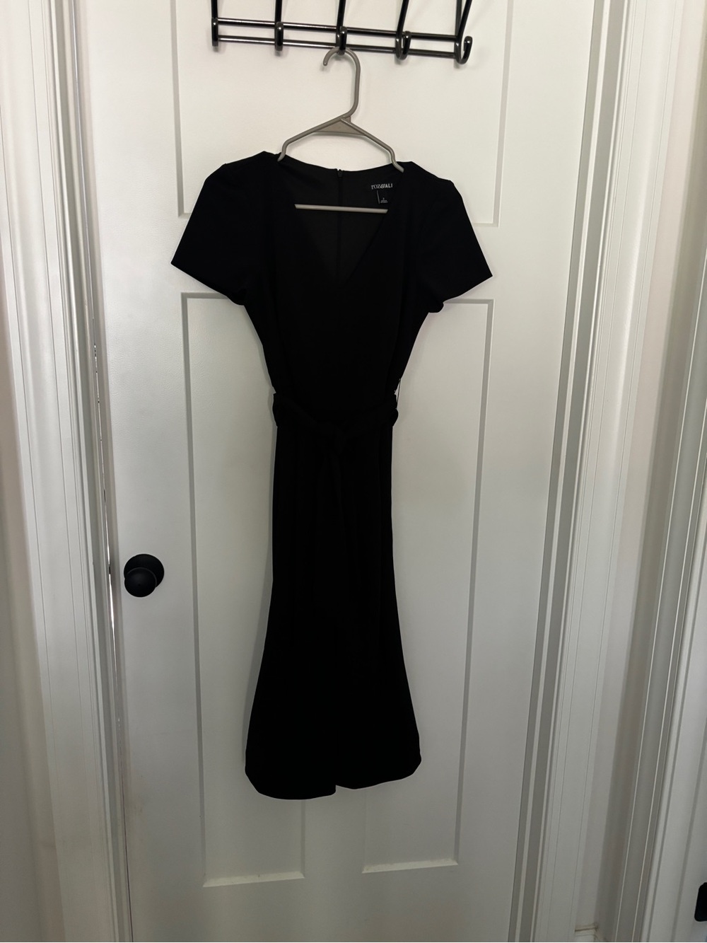Elegant Black Wrap Jumpsuit with Self-Tie Waist
